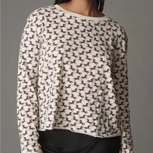 Maeve Cream Sweatshirt with Brown Horse Print
